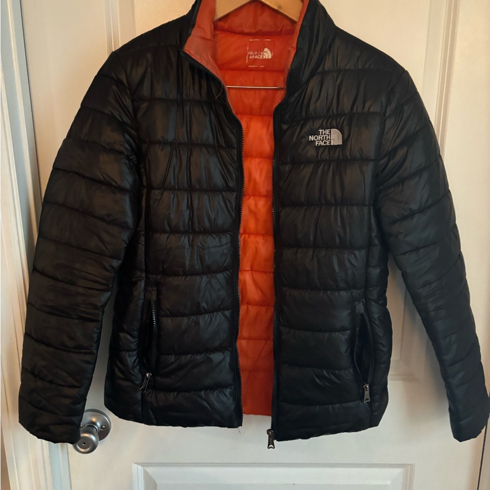 The North Face Black and Orange Puffer Jacket